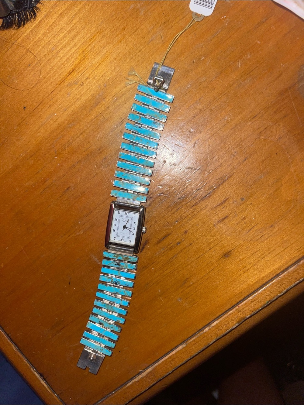 925 Silver. Legacy Turquoise Inlay Women's Bracelet Watch - Silver Tone